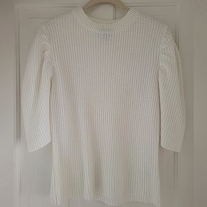 WHITE Lucy Paris ribbed puff sleeve sweater